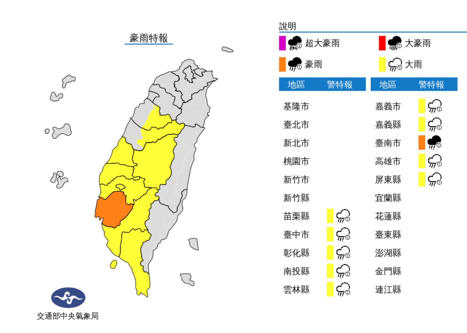 ▲氣象局發布大雨特報。(圖/氣象局) ▲氣象局發布大雨特報。(圖/氣象局)