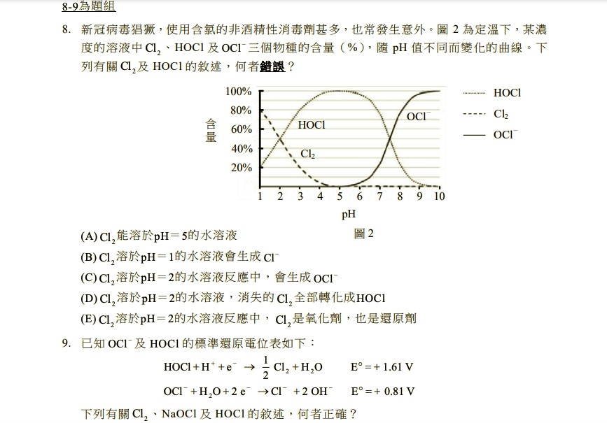 ▲▼大學指考化學科題目。（圖／大考中心提供）