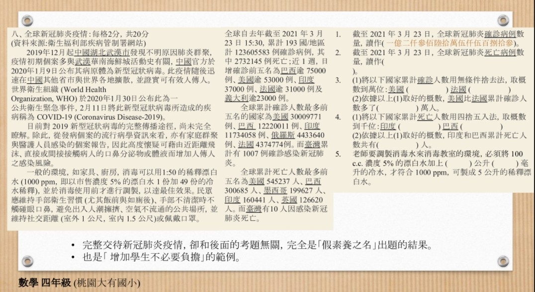 ▲▼ 人本指出，許多考題號稱是「素養題」，讓題目變很長，已引起家長反彈聲浪。（圖／人本提供）