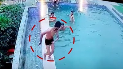 頂樓游泳不要奔跑！飯店泳客玩太嗨站上圍牆　墜樓前五秒影像曝光