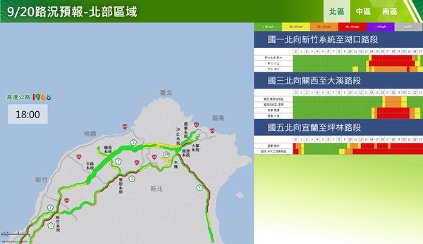 ▲高公局預測0920國道易塞路段。（圖／高公局提供）