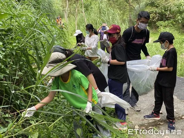 ▲永安國小師生也踴躍參與拔除外來種的活動。(圖/記者楊漢聲翻攝)