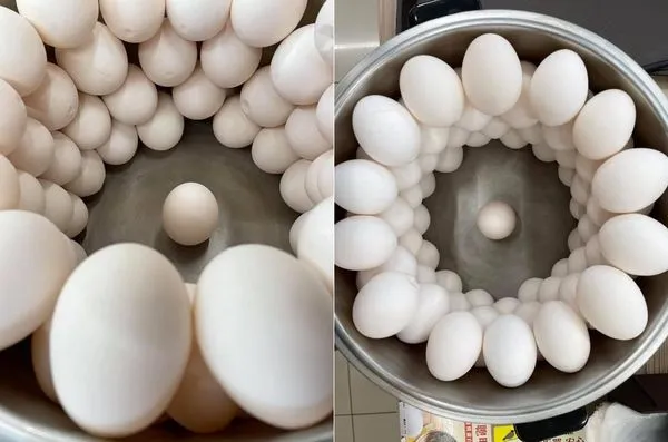 ▲網友分享技術超高的疊蛋照。(圖/翻攝自爆廢公社)