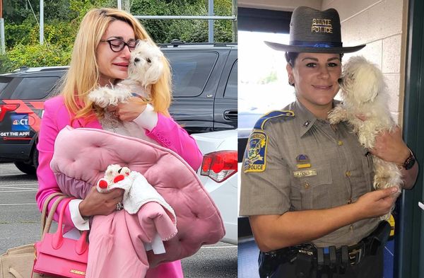 ▲▼左為狗主人卡拉特（Valeria Karat），右為警官薩布林（Donna Sabourin）。（圖／翻攝自Facebook／Connecticut State Police）