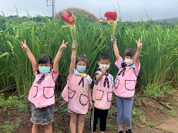 ▲▼新北市教育局邀請三芝幼兒園學童以三芝筊白筍做為聖火展現創意。(圖/新北市政府提供)
