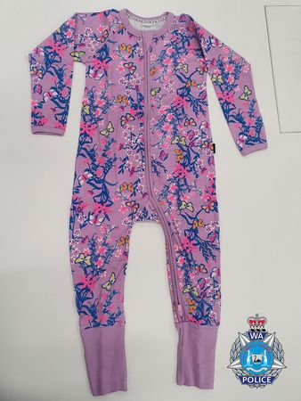 ▲▼西澳警方公布失蹤女童當晚穿的睡衣照片。（圖／取自Western Australia Police Force）