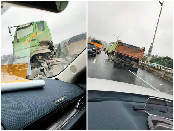 ▲▼ 台64八里匝道口聯結車自撞, 。(圖/翻攝臉書/八里)