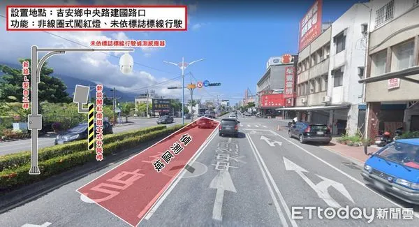 ▲2處設置處其一為吉安鄉中央路與建國路口。(圖/花蓮縣警察局提供)