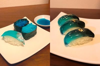 朋友說想吃藍的！日神人手作超夢幻「青壽司」　網笑：你在深海裡開店？