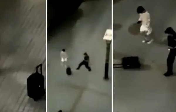 ▲▼男大生當眾告白 保全見狀「一腳踢飛音響」。(圖/翻攝微博)