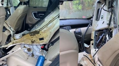 凡走過留痕跡！熊闖車內「找飯吃順便消化」　員警心累：牠送了大禮