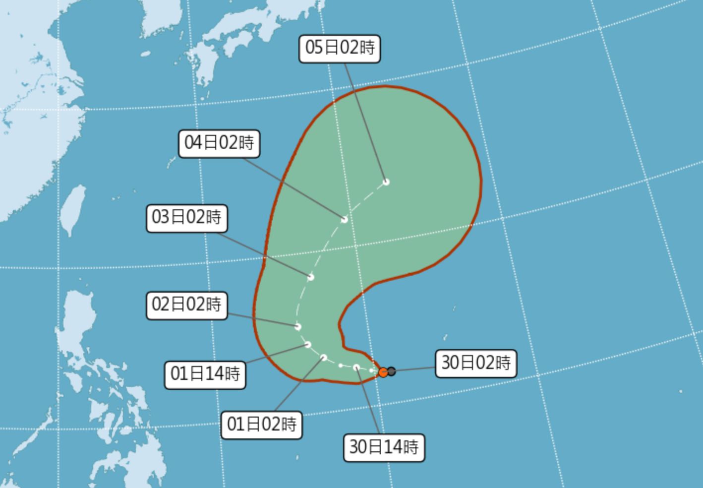 ▲▼熱帶性低氣壓路徑。（圖／氣象局）