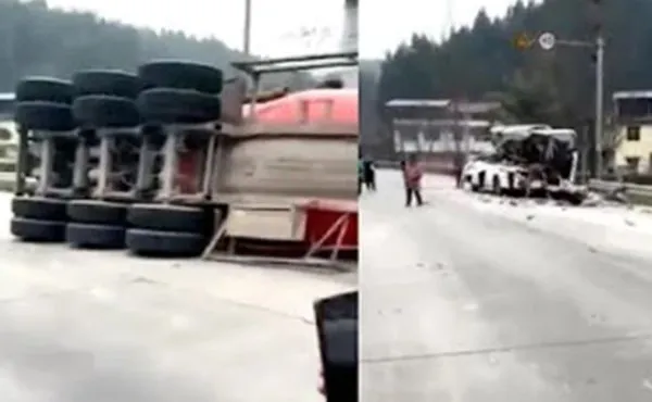 ▲▼四川嚴重車禍8死19傷。(圖/翻攝自YouTube/D視頻)