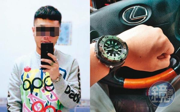 穆男常在臉書PO戴名錶、開名車的照片炫富。（讀者提供）