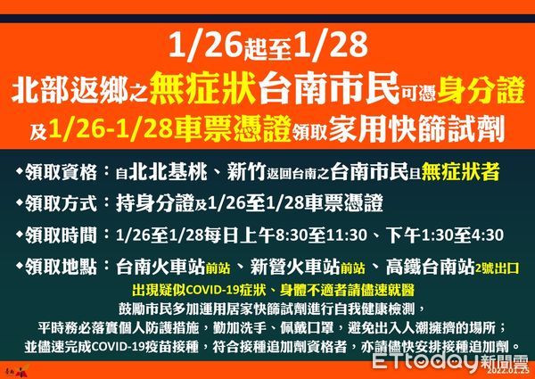 ▲台南市長黃偉哲公布台南市新增2例確診個案，說明確診者台南市足跡外，呼籲落實防疫措施及春節期間接種疫苗不停歇，請民眾加利用。（圖／記者林悅翻攝，下同）