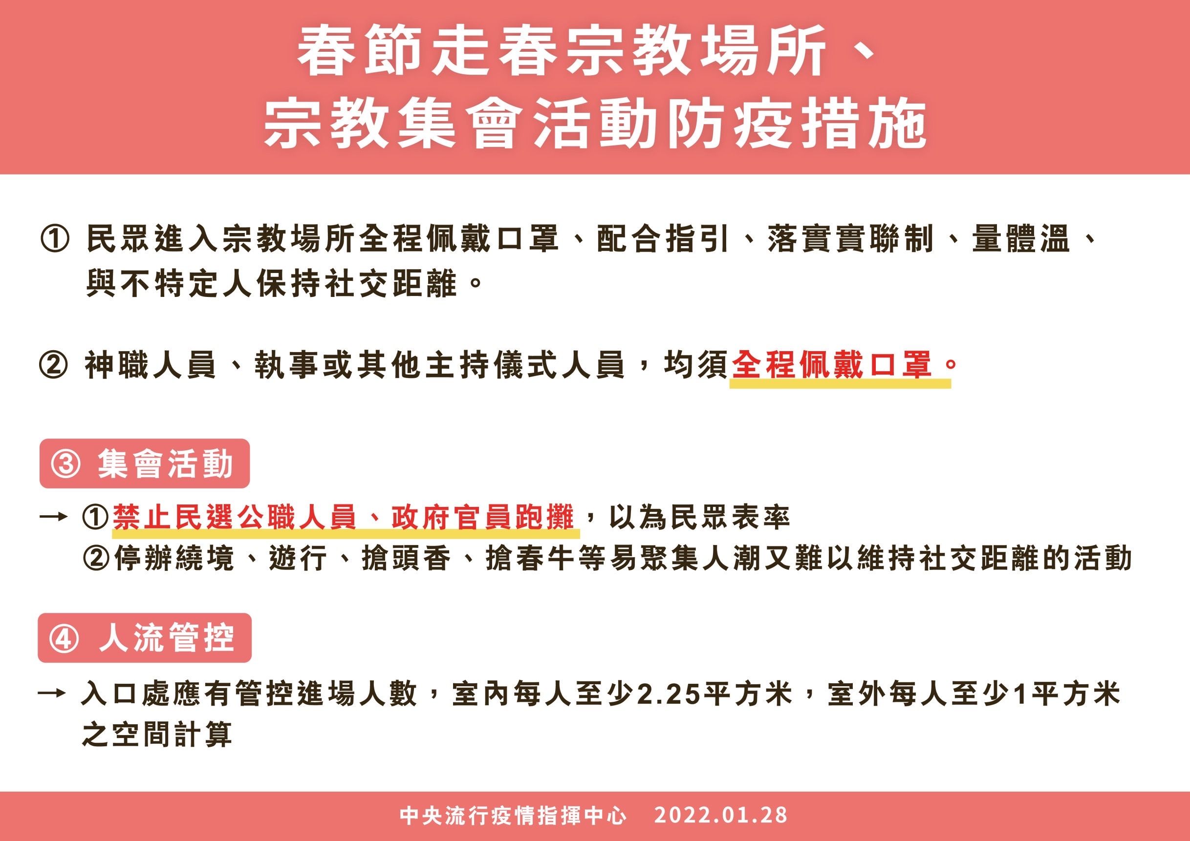 ▲▼春節期間宗教場所、宗教集會活動防疫措施。（圖／指揮中心提供）