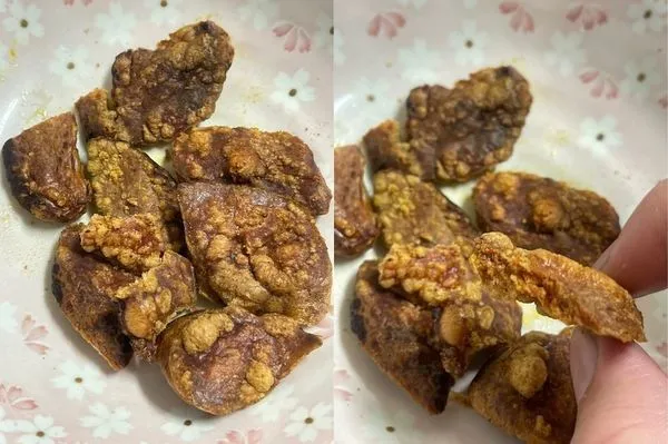 ▲▼烏魚子微波2分鐘的慘況。(圖/翻攝自PTT)