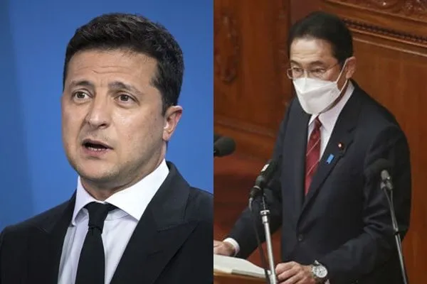 ▲▼烏克蘭總統澤倫斯基,日本首相岸田文雄。(圖/達志影像/美聯社)