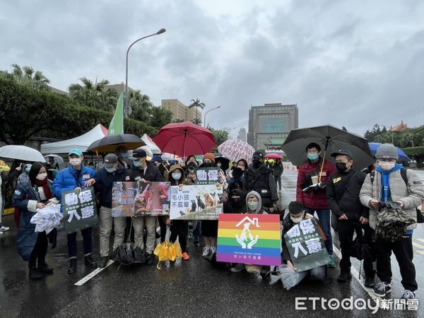 ▲▼千人為「動保入憲」低溫中遊行。(圖/記者許展溢攝)