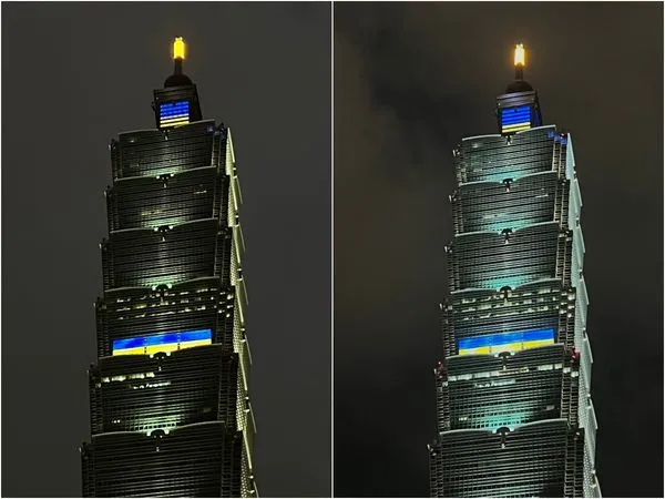 ▲台北101點燈,烏克蘭。(圖/台北101提供)