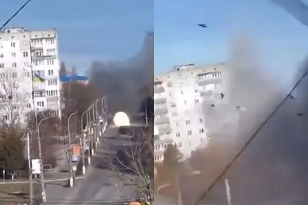 ▲▼俄坦克「眼前開火」炸開 震撼影片曝。(圖/翻攝自推特)