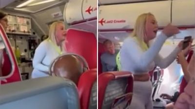 失控女「不滿嬰兒哭鬧」行為超脫序　飛行中「拍艙門要下機」嚇壞乘客
