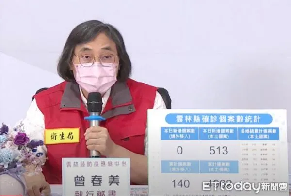 ▲雲林縣衛生局長曾春美說明雲林縣今日確診疫情。(圖/記者蔡佩旻翻攝)