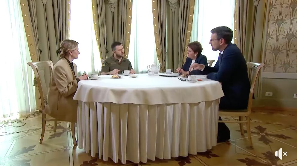 ▲▼烏克蘭總統澤倫斯基與第一夫人歐倫娜（Olena Zelenska）罕見一同接受電視採訪。（圖／翻攝自澤倫斯基臉書）