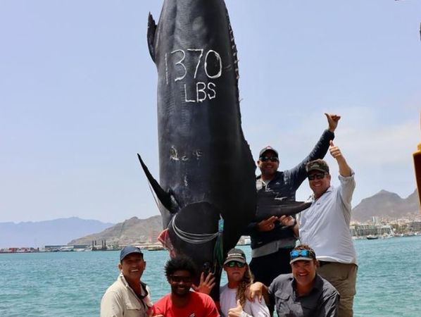 ▲▼南非漁夫釣起巨魚。（圖／翻攝自IG／Ryan Williamson）