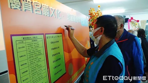 ▲▼新莊地藏庵遶境,分局邀百位陣頭代表簽署自律公約,要做到零鬥毆與少鞭炮低污染 。(圖/記者陳以昇翻攝)