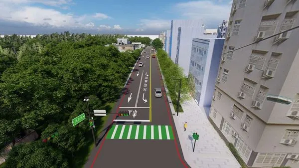 ▲高峰路(高翠路-研新四路)將拓寬為12公尺,規劃往園區2車道、往市區1車道,預計7月動工。(圖/新竹市政府提供)