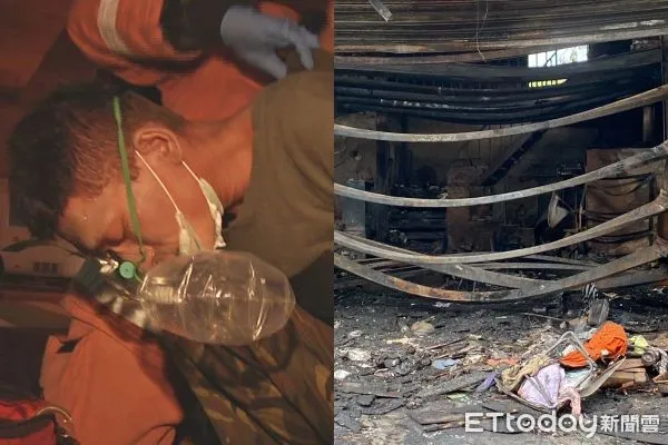 新竹市東大路輪胎行火警。(合成圖/記者陳凱力翻攝、游宗樺攝)