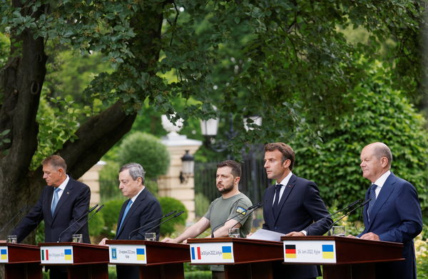 ▲▼德、義、法和羅馬尼亞4國領導人出訪基輔。（圖／路透）