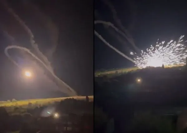 ▲▼俄軍在發射飛彈時,飛彈竟如迴力鏢般180度飛回俄軍陣地,引發大爆炸。(圖/翻攝自推特)