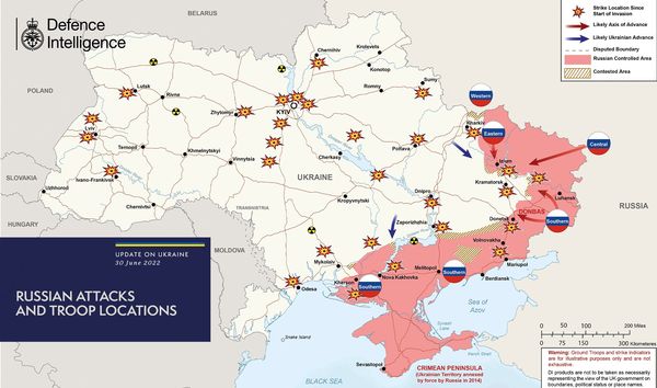 ▲▼俄羅斯佔領烏克蘭勢力範圍。（圖／英國國防部）