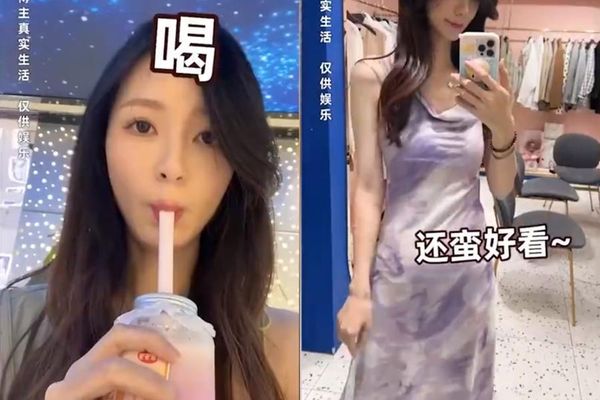 過瘦女稱，自己增重1週僅胖0.3公斤，倒是穿起別人穿不下的衣服挺好看的。（翻攝自微博）