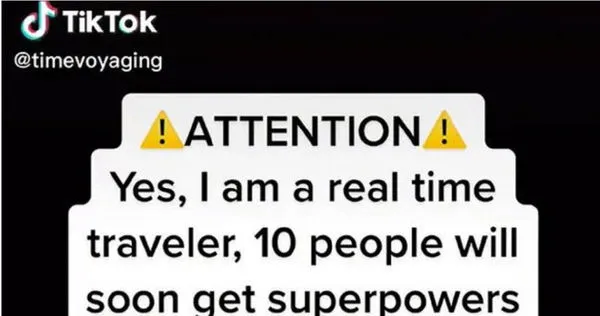 一個名為@timevoyaging的TikTok用戶自稱是「時間旅行者」。(圖/翻攝自TikTok)
