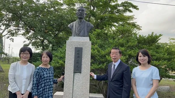 ▲▼黃土水作品〈山本悌二郎銅像〉返鄉,佐渡市與高雄市在進行友好交流合作備忘錄簽署儀式。(圖/文化部提供)