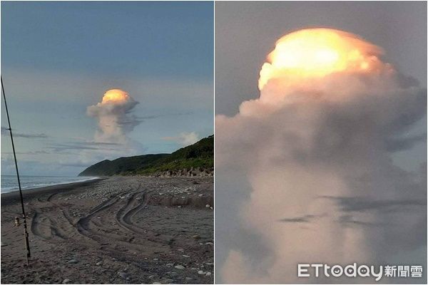 ▲東部出現「蕈狀雲」。（圖／林姓釣客提供）