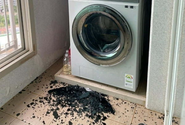 ▲▼南韓三星洗衣機傳出運轉時上蓋玻璃爆炸碎裂的事故。（圖／翻攝自韓網）
