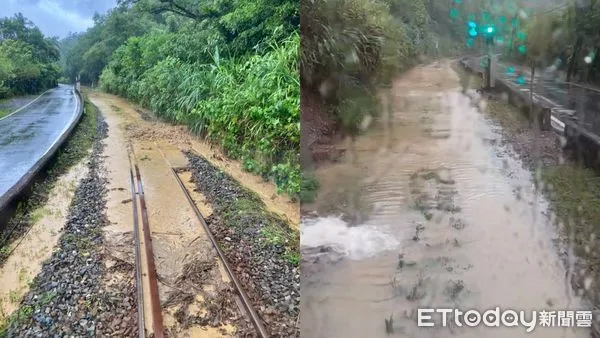▲台鐵平溪線「泥水淹過軌面」 三貂嶺=菁桐恢復通行。(圖/記者郭世賢翻攝)