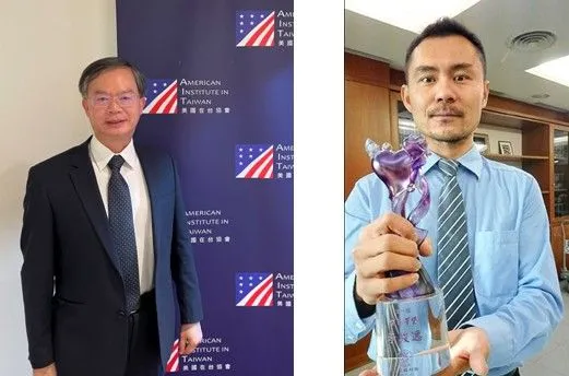 ▲鄭瑞隆教授(左圖,鄭瑞隆提供)、李駿逸主任檢察官舉民眾空中相會,籲青年建立正確思維冷靜辨識資訊。(圖/台南地檢署提供,下同)