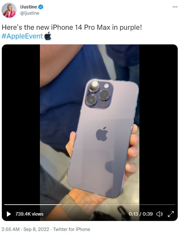 ▲▼ iPhone14 Pro深紫色。（圖／翻攝推特iJustine）