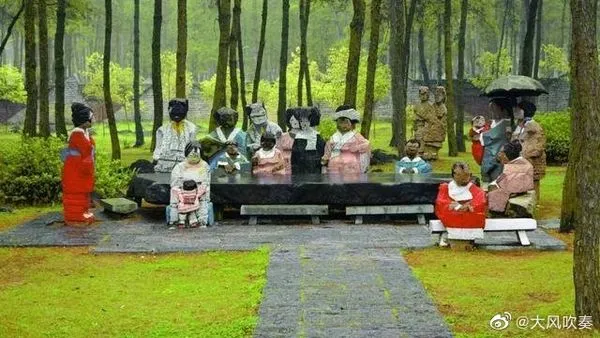 朱銘作品被控「親日」,陸網遭自己人打臉。(圖/翻攝自微博/大風吹奏)