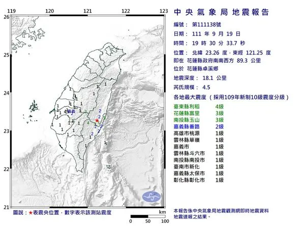 ▲▼地震。(圖/中央氣象局)