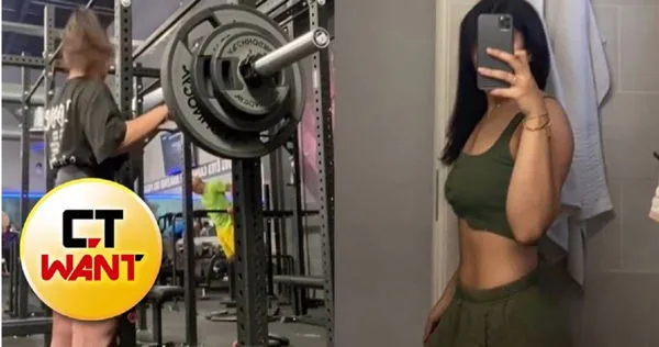 女網紅的深蹲影片吸引超過1680萬名網友點閱。(圖/翻攝自TikTok)