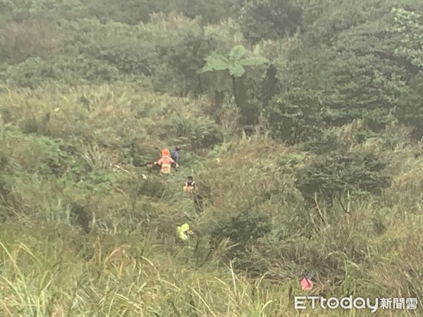 ▲▼ 瑞芳貂山古道起大霧!車輛「墜邊坡」 。(圖/記者郭世賢翻攝)