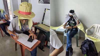 菲律賓大學生自製防作弊帽子　「期中考當天彷彿變裝趴」連魯夫都來了