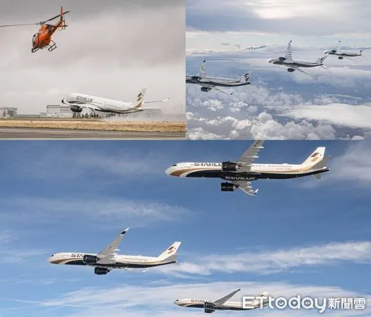 ▲星宇航空與空中巴士合作拍攝三機併飛影片。(圖/星宇提供)