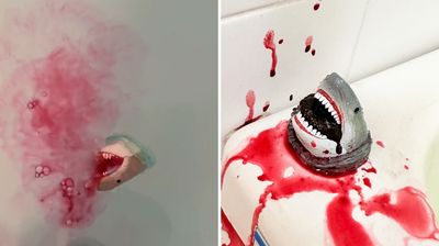 創意小鯊泡澡球「丟進浴缸在大放血」！　網讚創意但驚悚：快救救牠